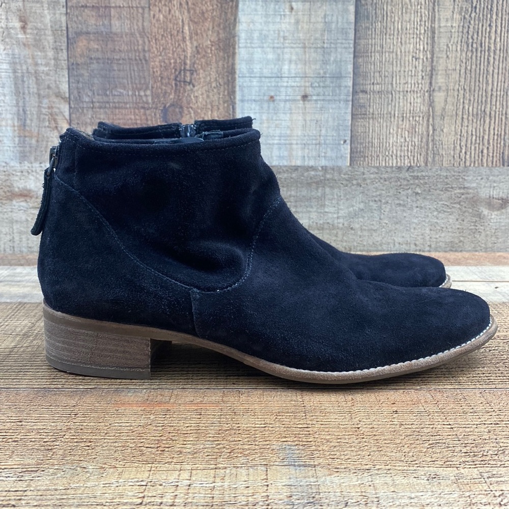 Paul Green Black Suede Ankle Boots Back Zip Closure Womens 6 8.5
